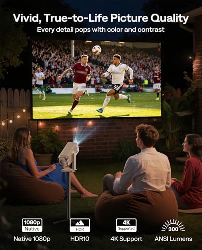Aurzen BOOM Air Portable Projector with Google TV, USB-C Power, 300 ANSI Lumens — image 6