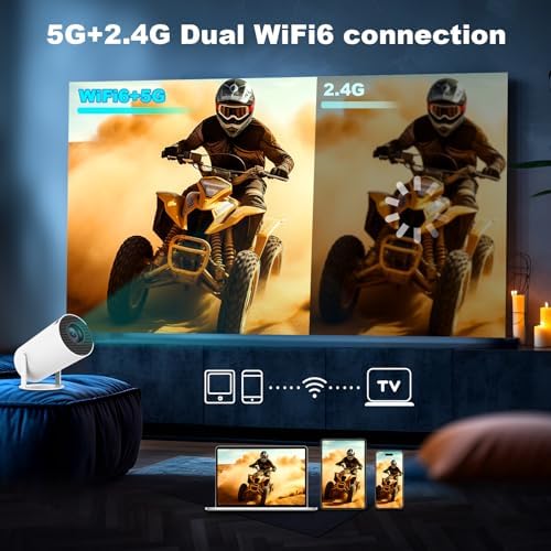 ENUOSUMA Mini Projector, Support 4K 1080P, Dual Band WiFi6 5G Wireless, Bluetooth 5.0, Android 11, 200 ANSI Lumens, 180° Rotatable — image 3