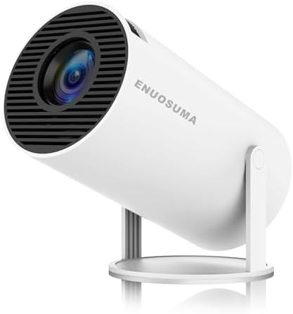 ENUOSUMA Mini Projector, Support 4K 1080P, Dual Band WiFi6 5G Wireless, Bluetooth 5.0, Android 11, 200 ANSI Lumens, 180° Rotatable