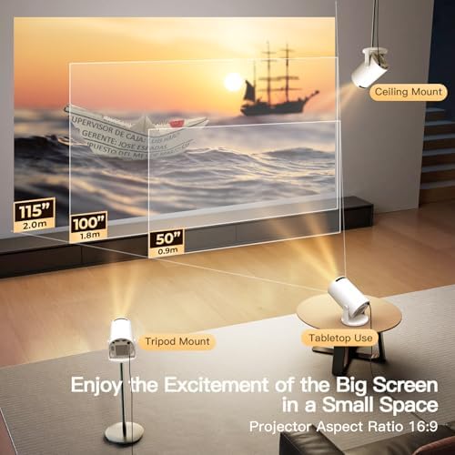 LYNCAST 300Pro+ Mini Portable Projector for Bedroom, 4K Support, App Control, Android 14, Auto Keystone, WiFi 6 & Bluetooth 5.4 — image 5