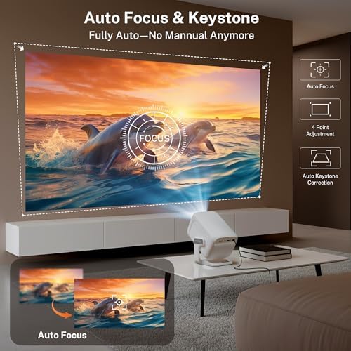LYNCAST Smart Projector for Bedroom, Native 1080P, AI Auto Focus, 600 ANSI, 4K Support, WiFi 6 and Bluetooth 5.4, Android 11, 270° Rotatable — image 4