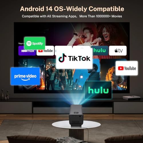 LYNCAST X7 Smart Projector 4K Support, Native 1080P, AI Voice & App Control, 2000 ANSI, Android 14 AI Visual Calibration/Auto Focus/Keystone — image 4