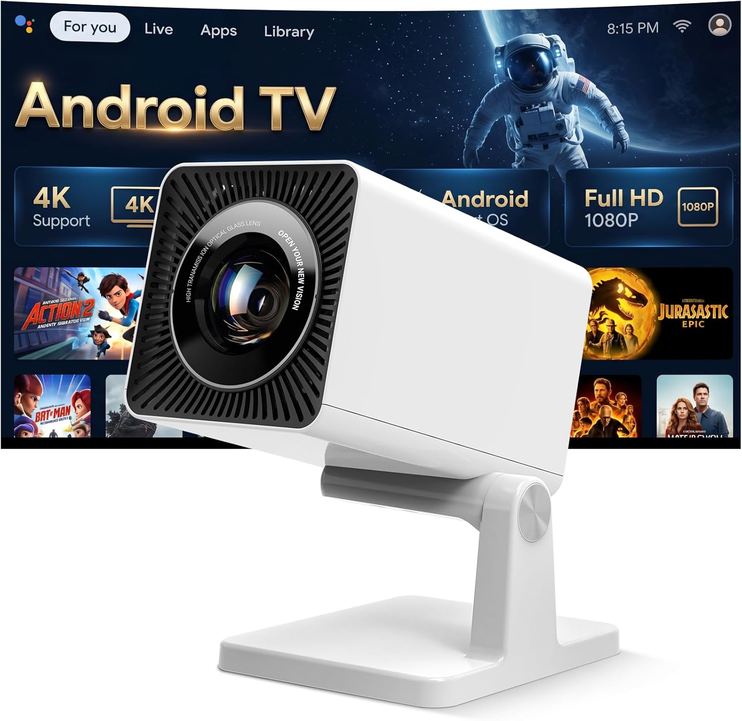 Maypug Mini Projector for Bedroom Ceiling, Smart Portable Projector with Android, WiFi & Bluetooth, 1080P Supported — image 8