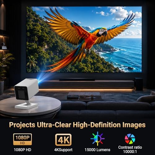 Maypug Mini Projector for Bedroom, Portable with WiFi 6 and Bluetooth 5.4, Built-in Apps, 1080P 4K Support, Auto Keystone — image 3