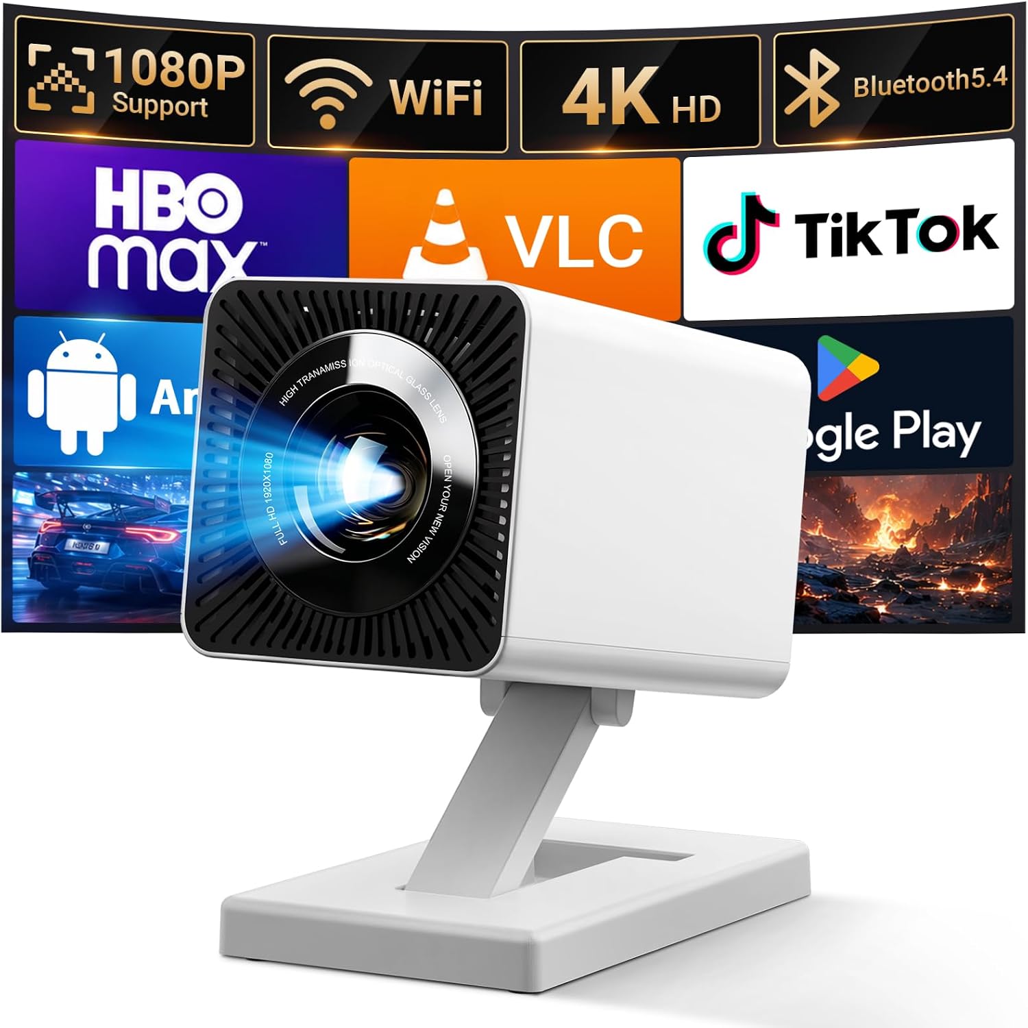Maypug Mini Projector for Bedroom, Portable with WiFi 6 and Bluetooth 5.4, Built-in Apps, 1080P 4K Support, Auto Keystone — image 7