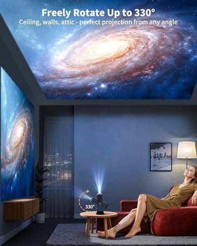 PUTRIMS Smart Projector, Compatible with Netflix/Disney/Live TV, 330° Rotatable, Native 1080p, 30000 Lumen, WiFi Bluetooth — image 3