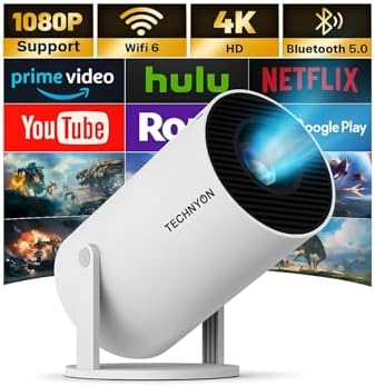 Technyon HY300 PRO+ 2026 1080P Full HD WiFi Projector with Android 11.0, 12000 Lumens Portable Home Theater & Outdoor Movie Projector