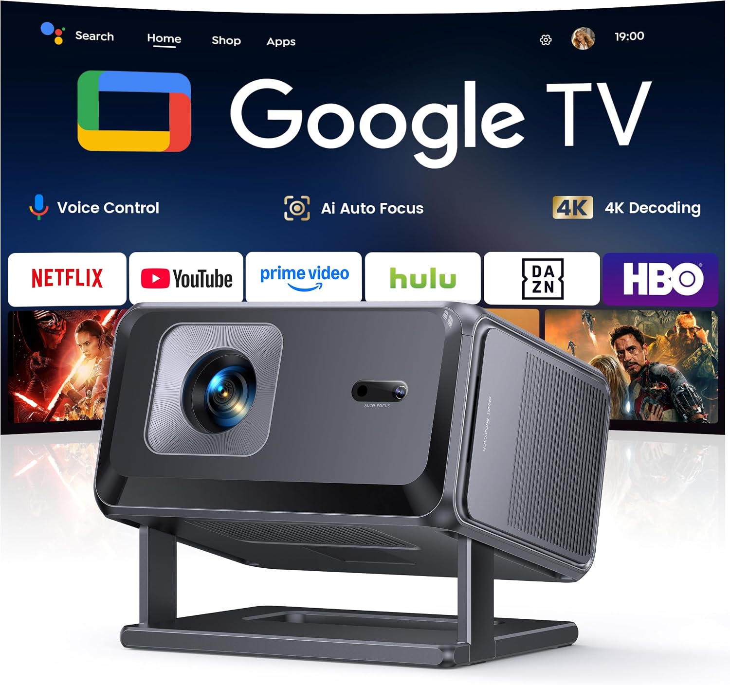 TOPTRO TP3 Built-in Google TV Smart 4K Projector for Home Cinema, Native 1080P, Short-Throw, Auto Focus & 6D Keystone, WiFi 6 Bluetooth 5.3 — image 7