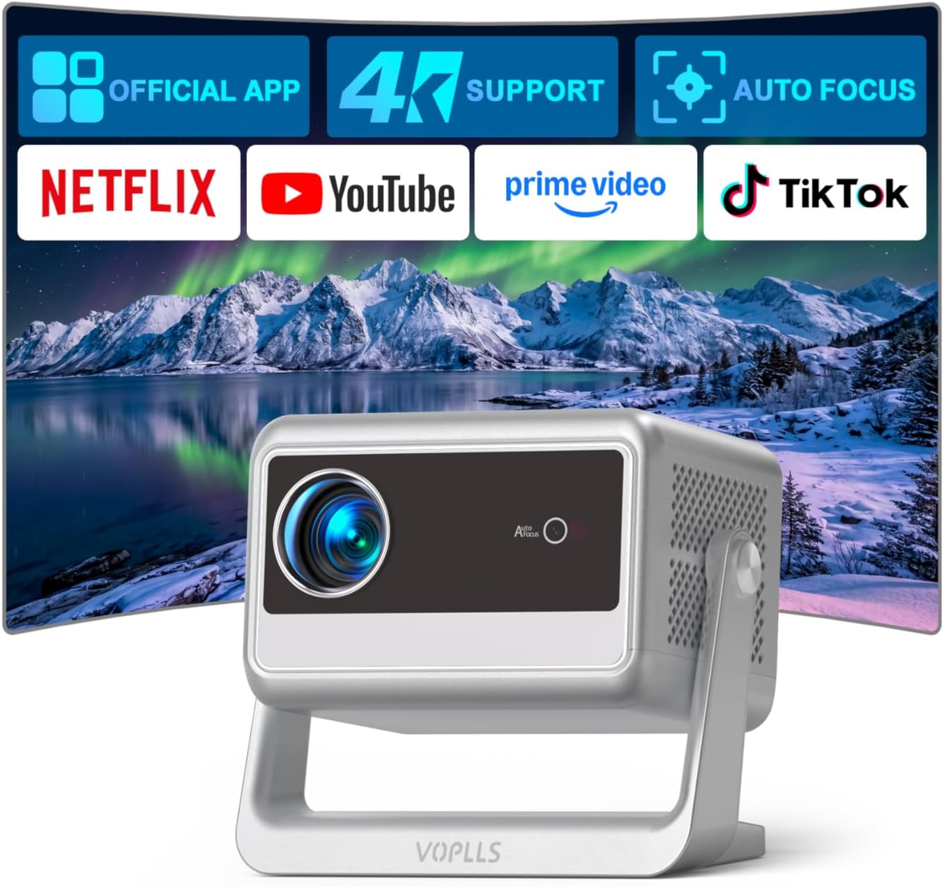 VOPLLS Mini Smart 4K Projector, Officially-Licensed App, Auto Focus & Keystone, 1000 ANSI Full HD 1080P WiFi 6 Bluetooth Portable Projector — image 7