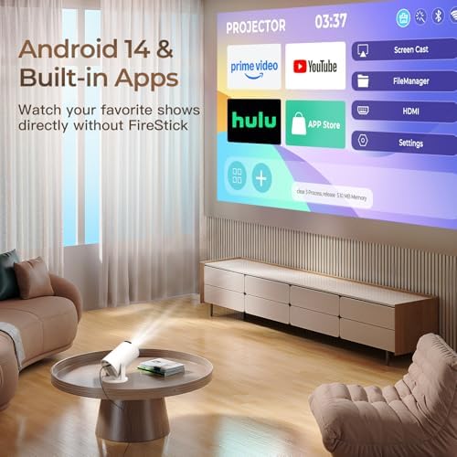 WEMI HY300Pro Mini Projector, Smart Projector WiFi 6 Bluetooth, Native 720P, 4K Support, Android TV, Phone Mirroring — image 2