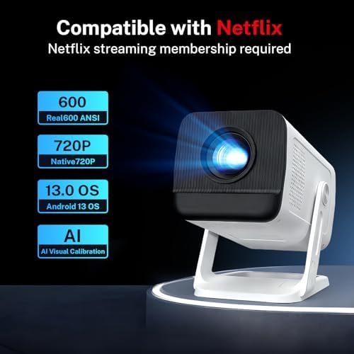 WEMI Smart Mini Projector for Bedroom, Officially Licensed App, WiFi 6 & Bluetooth 5.4, Native 720P Supported 4K 1080P, Portable Outdoor — image 3