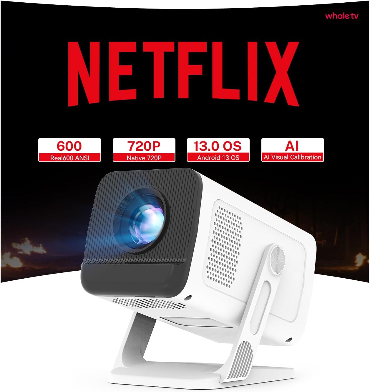 WEMI Smart Mini Projector for Bedroom, Officially Licensed App, WiFi 6 & Bluetooth 5.4, Native 720P Supported 4K 1080P, Portable Outdoor — image 6