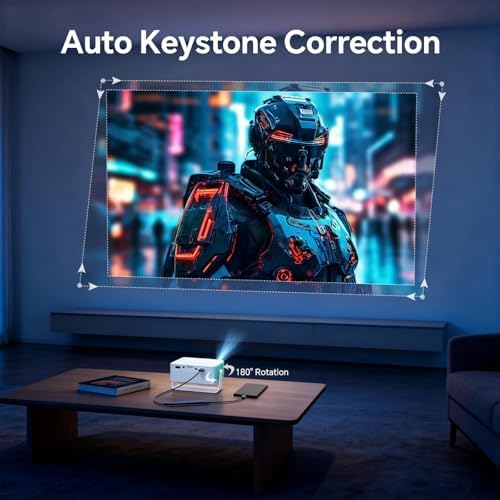 WOLFANG Mini Projector, Home Cinema Projector for Bedroom, Portable 1080P Full HD Supported, Auto Keystone, 50% Zoom, 180° Rotation — image 4