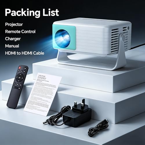 WOLFANG Mini Projector, Home Cinema Projector for Bedroom, Portable 1080P Full HD Supported, Auto Keystone, 50% Zoom, 180° Rotation — image 6