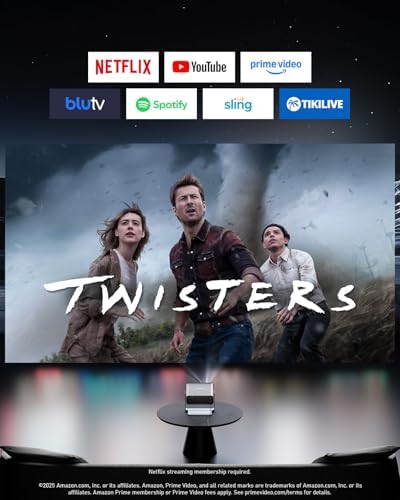XuanPad Grey Smart Projector 4K, Compatible with Netflix & Dolby Audio, WiFi 6 Bluetooth 5.2, 280° Rotatable Stand, Auto Focus & Auto Keystone, 1.1 Short Throw — image 3