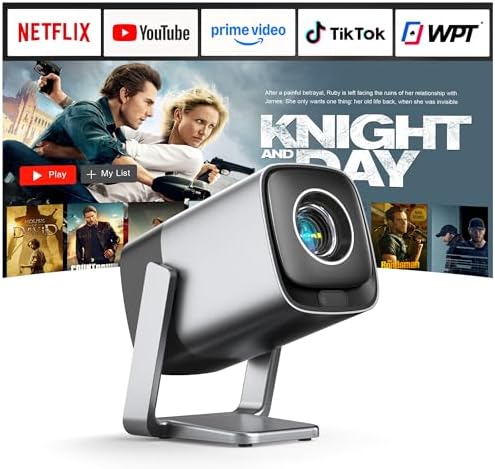 XuanPad Mini Silver Smart Projector, Compatible with Netflix & TOF Real-time Focus, 4K Support, Native 1080P, WiFi & Bluetooth, Auto Keystone, 3D Dolby Audio