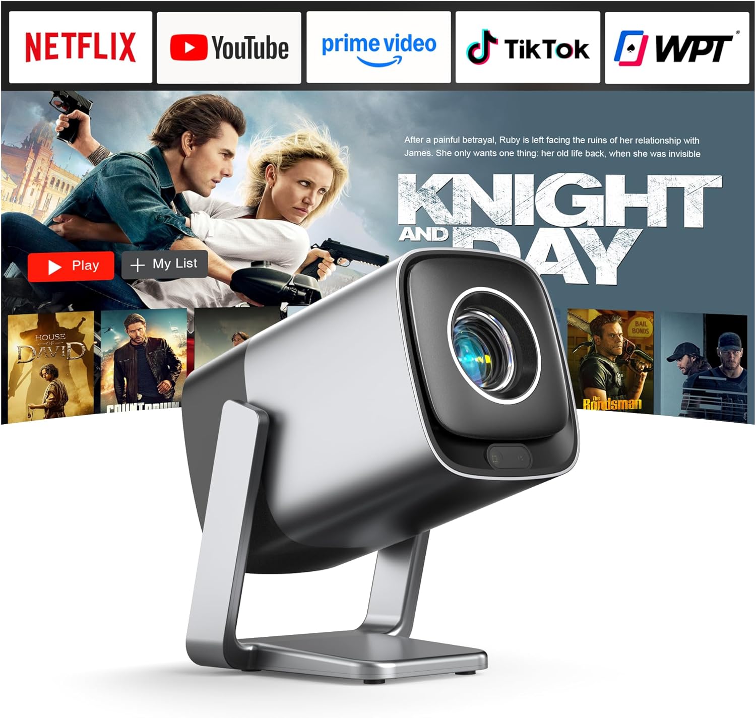 XuanPad Mini Silver Smart Projector, Compatible with Netflix & TOF Real-time Focus, 4K Support, Native 1080P, WiFi & Bluetooth, Auto Keystone, 3D Dolby Audio — image 7